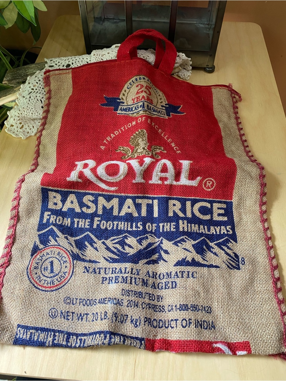 Basmati Rice Reusable Tote Bag - Red & Natural